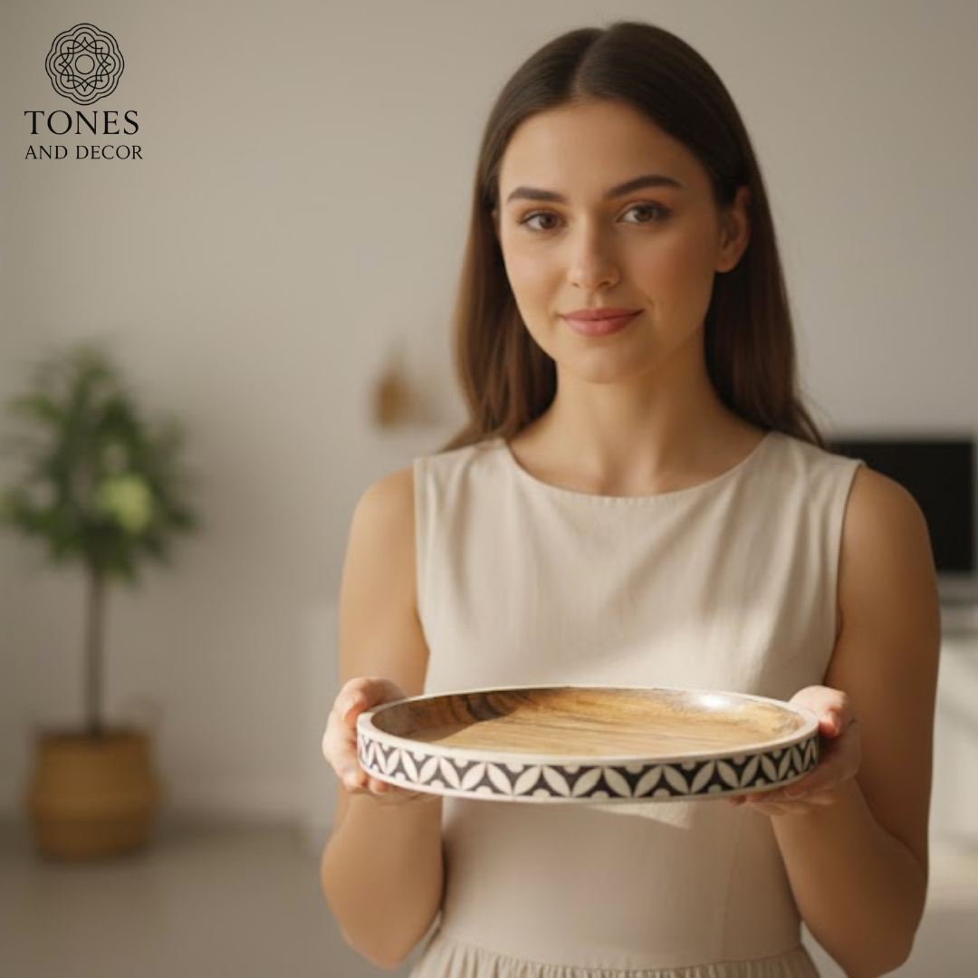 Handcrafted Round Decorative Wooden Plate