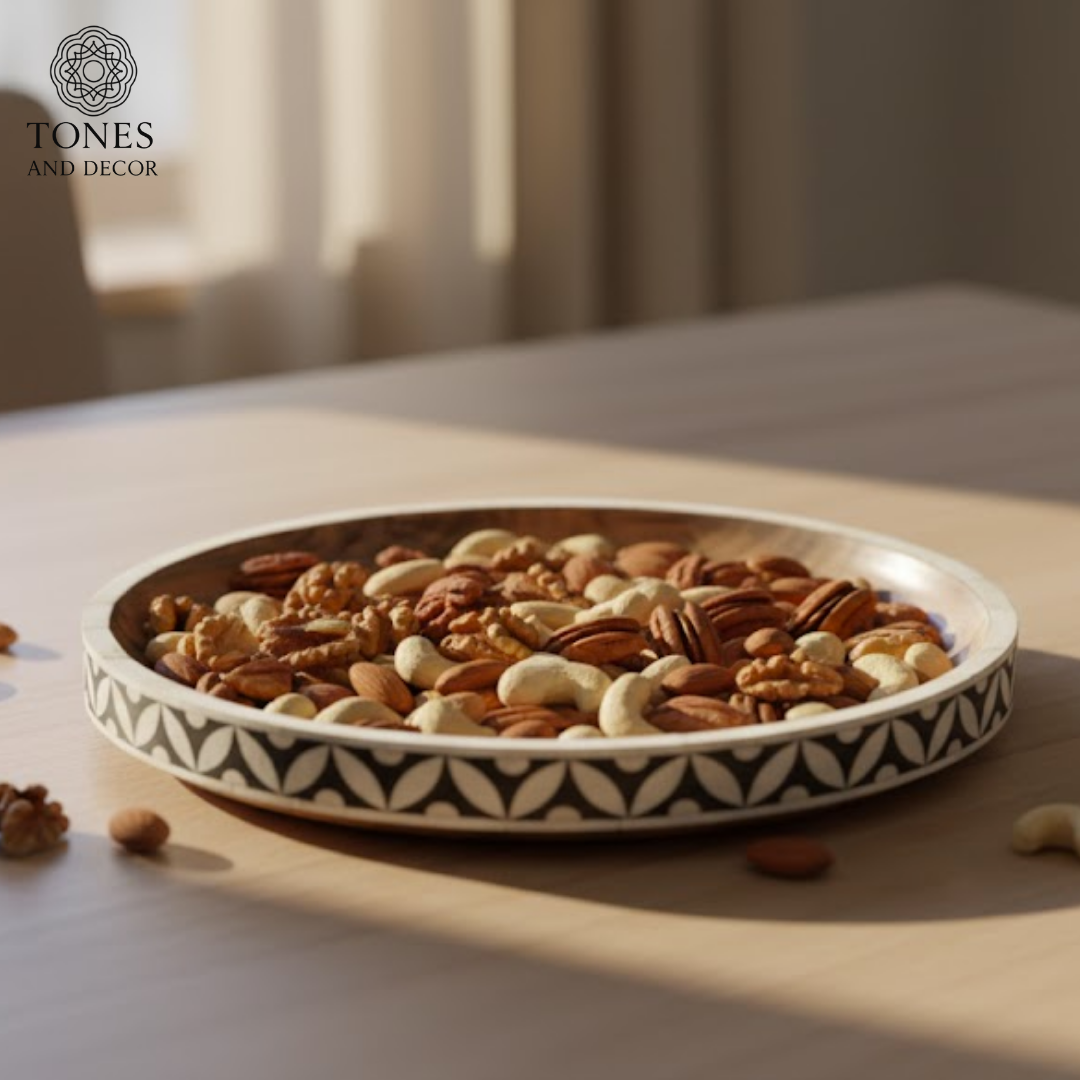 Handcrafted Round Decorative Wooden Plate