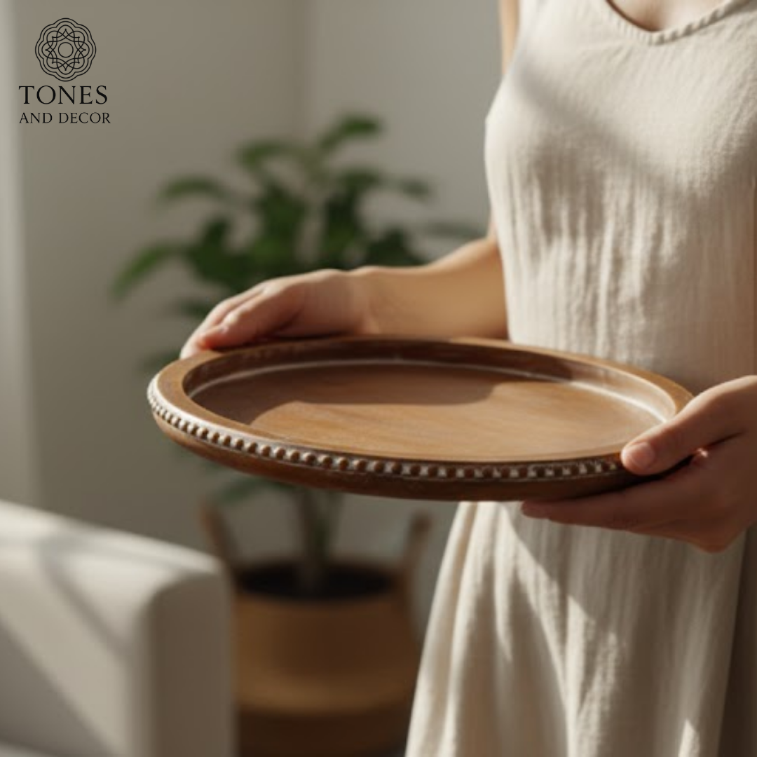 Round Mango Wood Decorative Plate