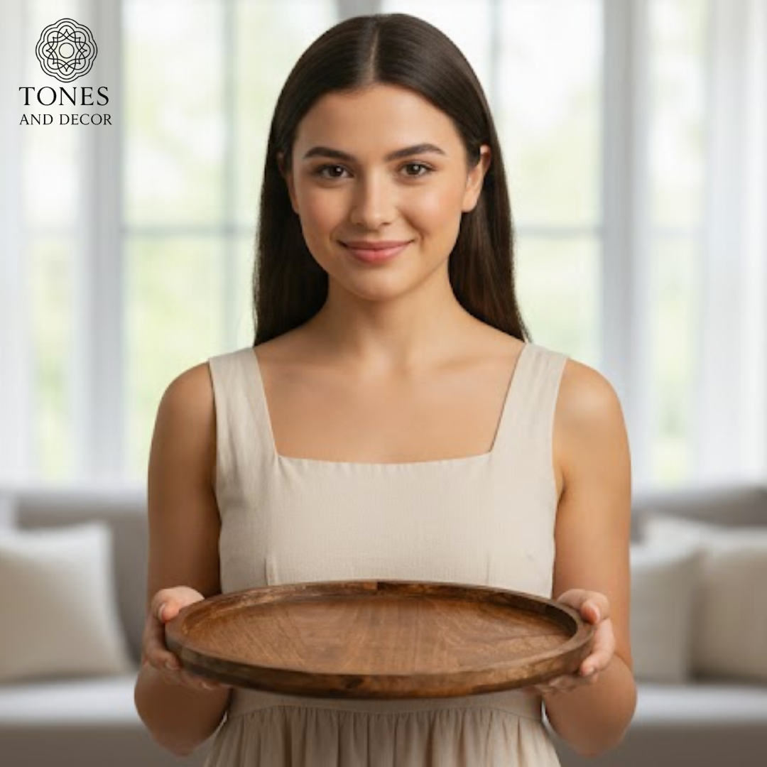 Round Wooden Serving Plate