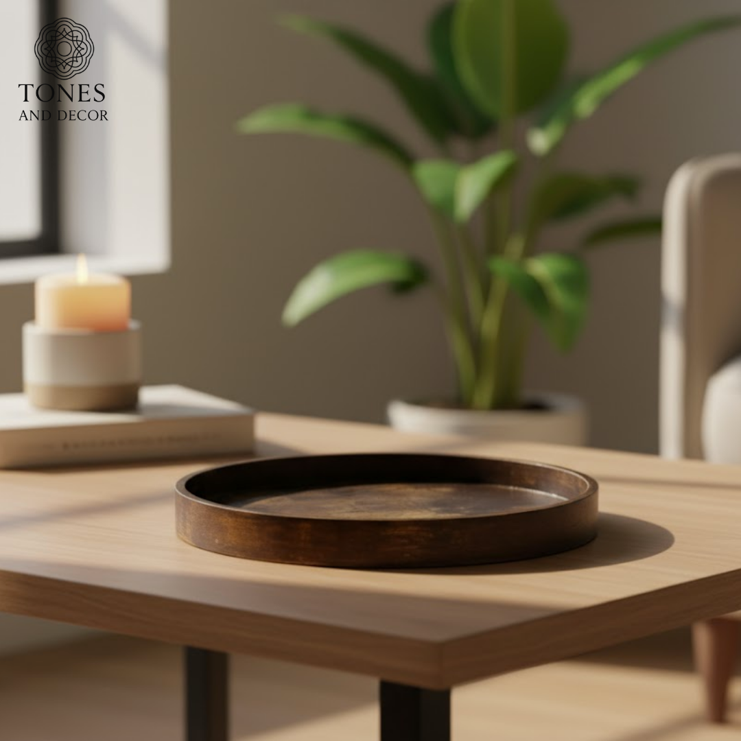 Round Wooden Serving Plate – Mango Wood (30 cm)