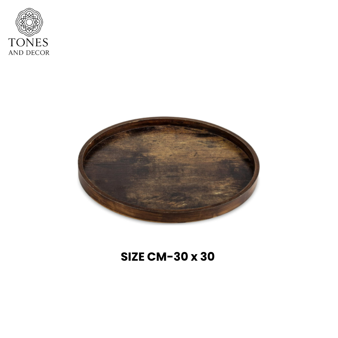 Round Wooden Serving Plate – Mango Wood (30 cm)