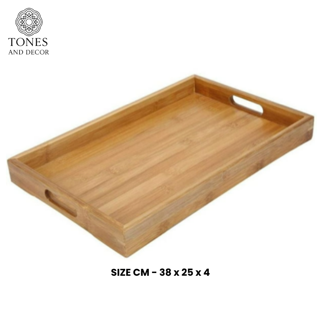 Handcrafted Mango Wood Serving Tray with Cutout Handles