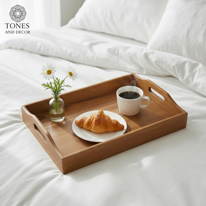 Premium Handcrafted Mango Wood Serving Tray with Curved Handles