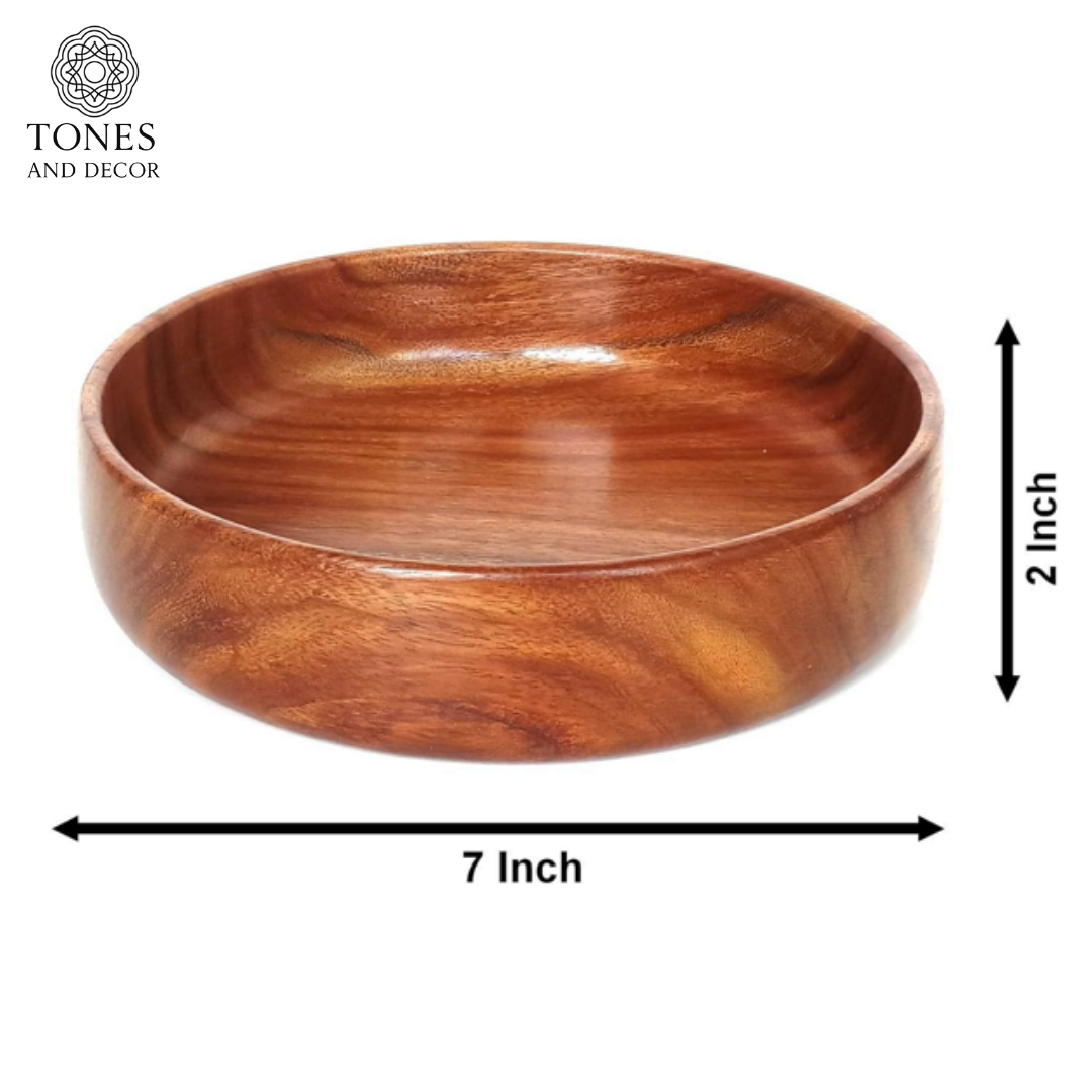 7-Inch Handcrafted Mango Wood Bowl | Natural Finish | Multipurpose Kitchen & Dining Bowl