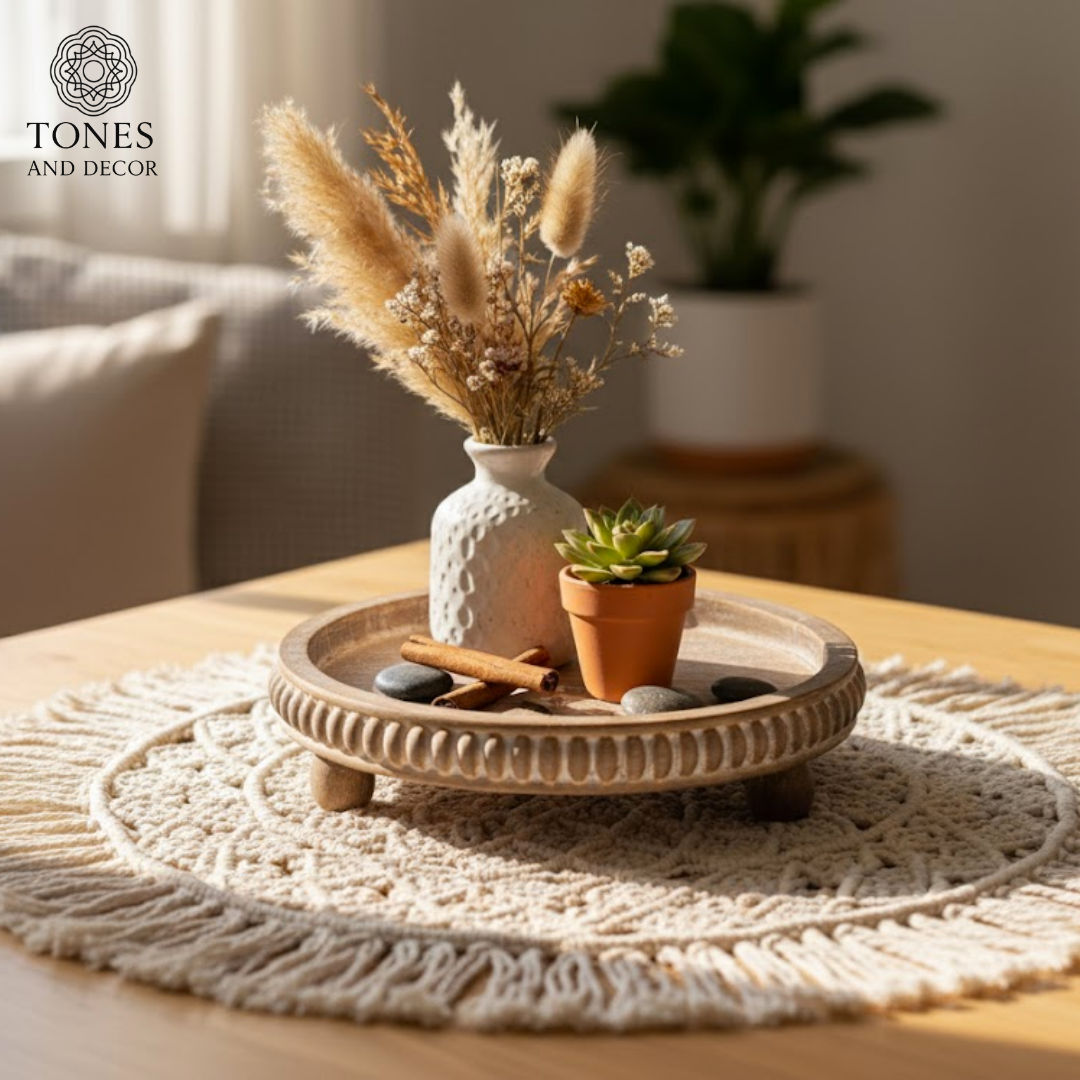 Round Pedestal Wooden Plate