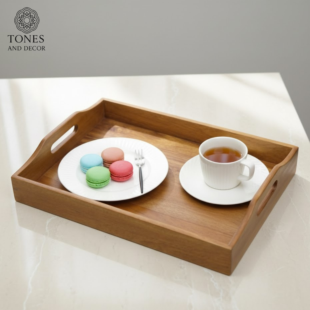 Premium Handcrafted Mango Wood Serving Tray with Curved Handles
