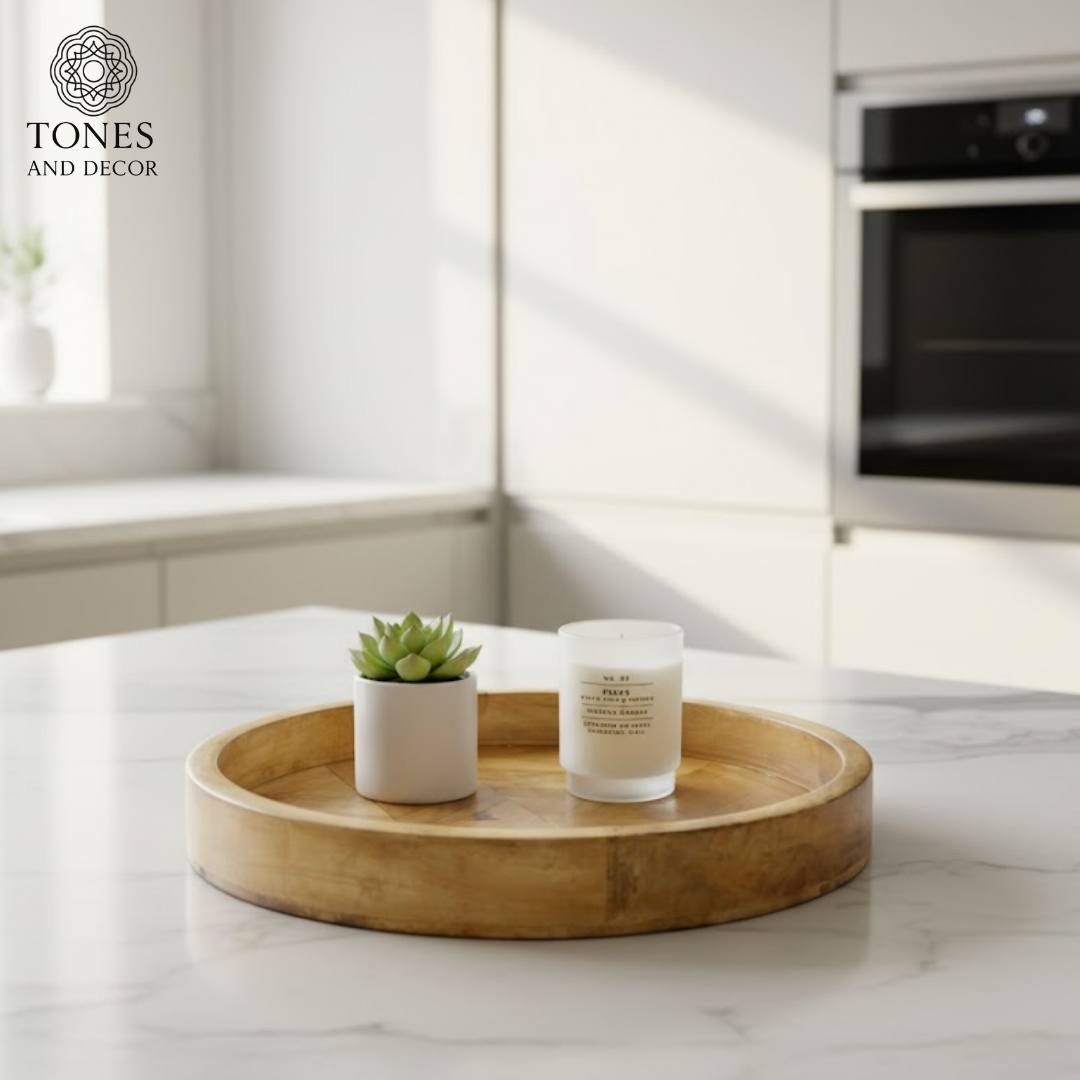 Round Mango Wood Decorative Serving Plate – 39 cm