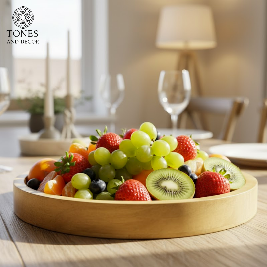 Round Mango Wood Decorative Serving Plate – 39 cm