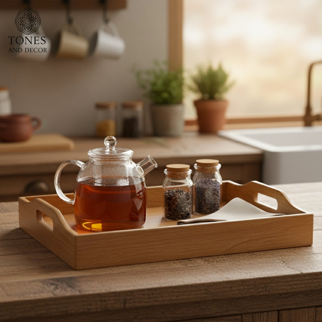 Premium Handcrafted Mango Wood Serving Tray with Curved Handles