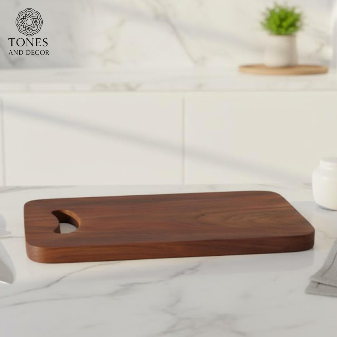 Premium Dark Wooden Chopping Board with Handle Cutout – 24 × 34 cm