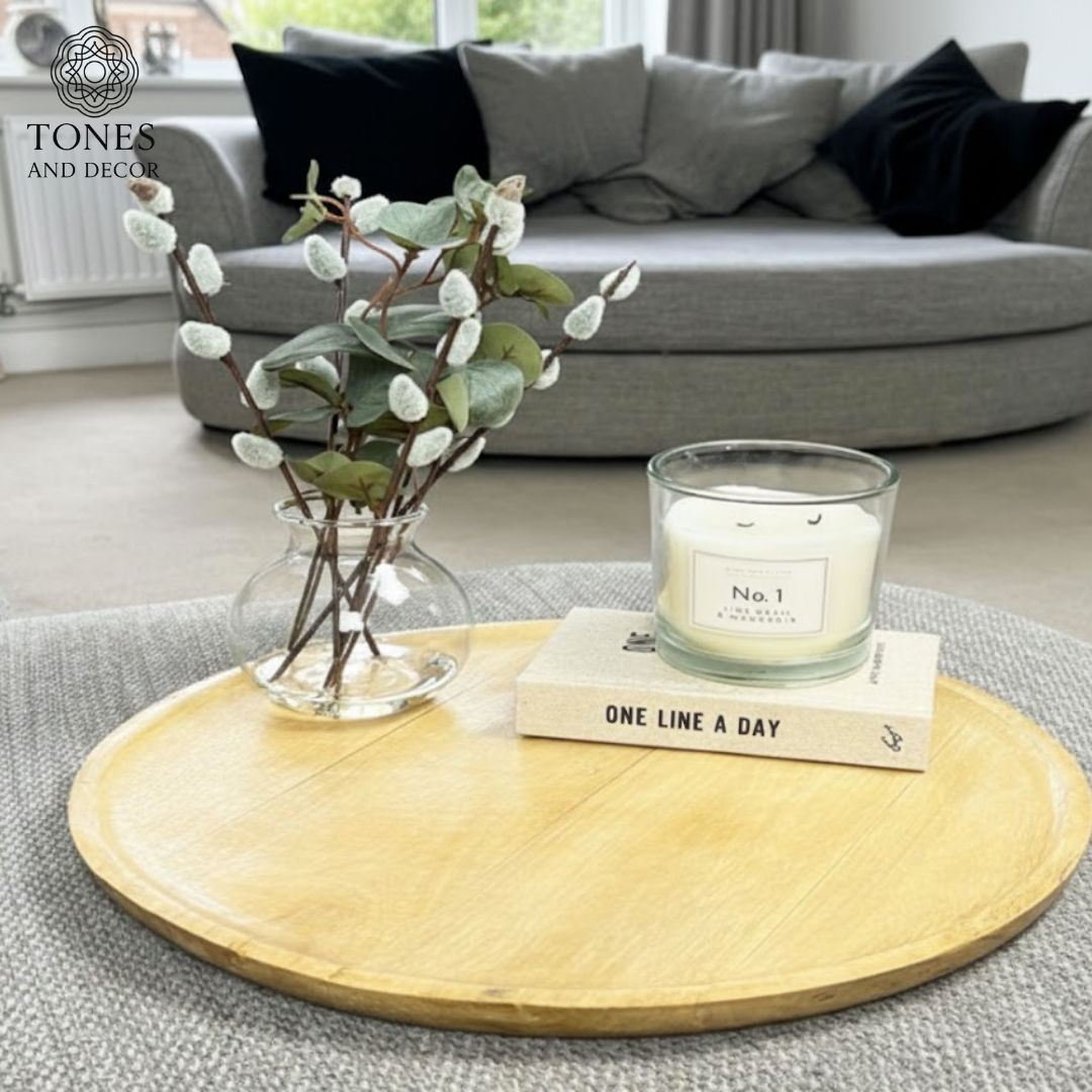 Natural Mango Wood Round Decorative Plate