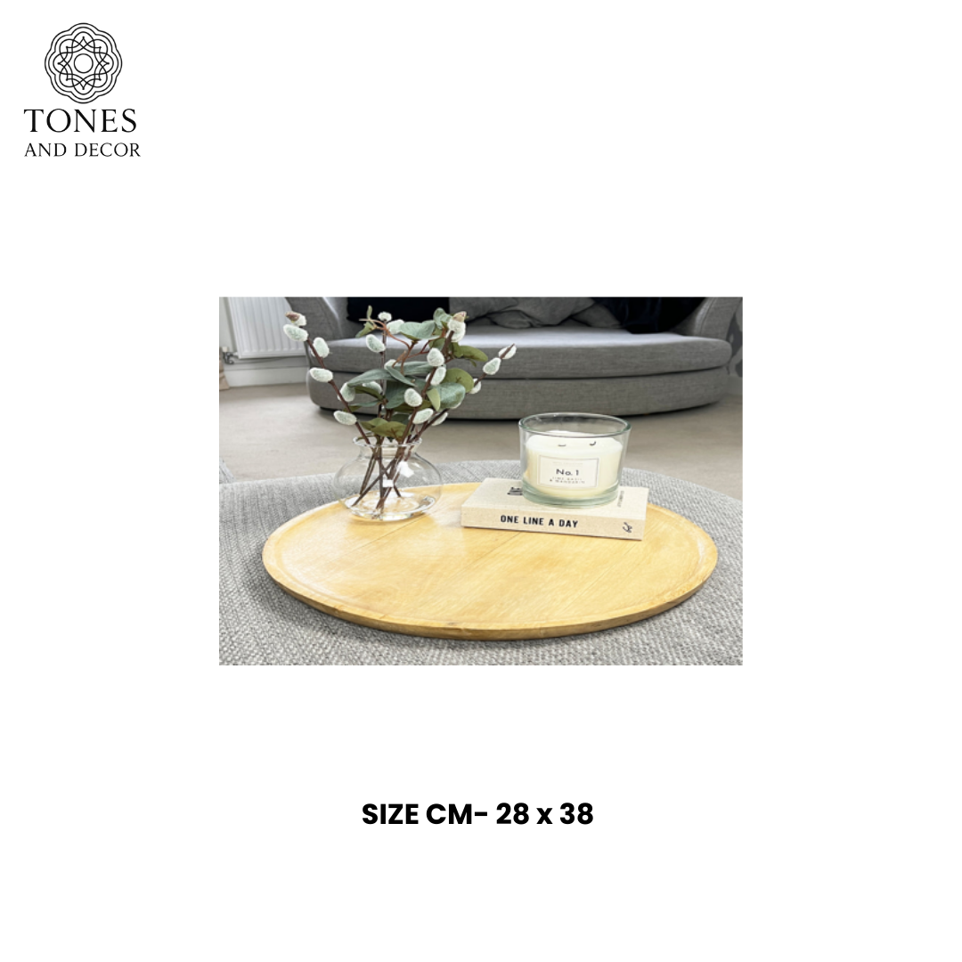 Natural Mango Wood Round Decorative Plate