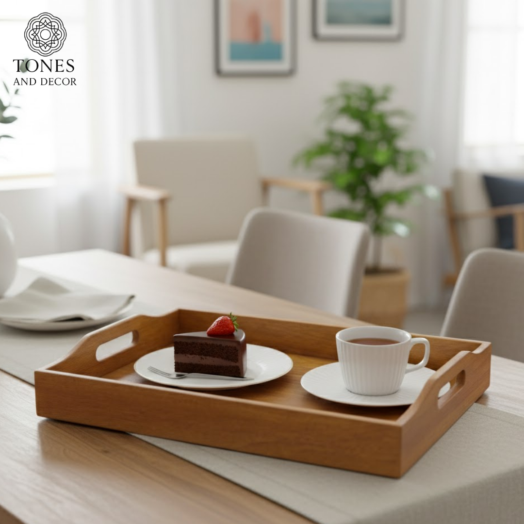 Premium Handcrafted Mango Wood Serving Tray with Curved Handles