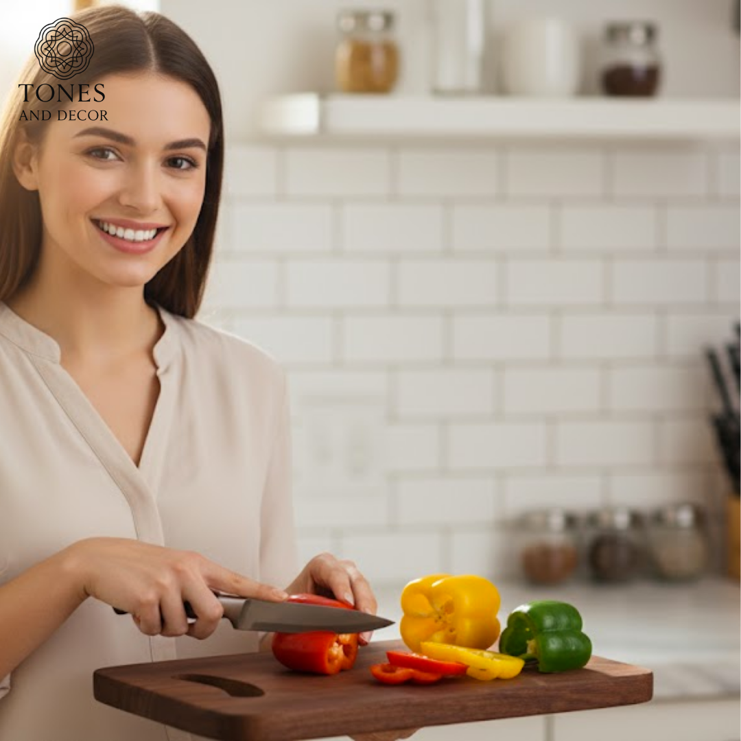 Premium Dark Wooden Chopping Board with Handle Cutout – 24 × 34 cm