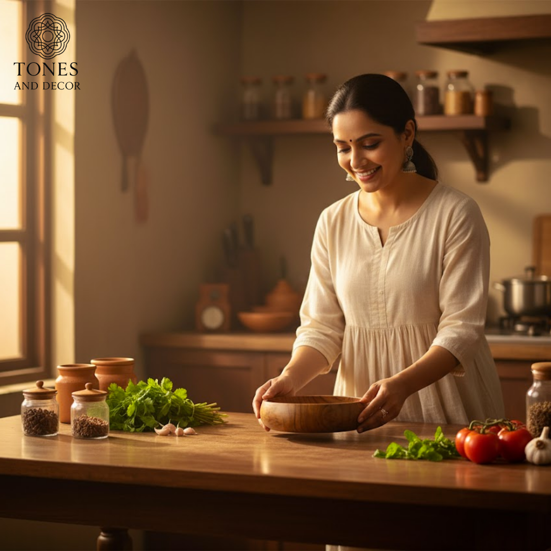 Handcrafted Sheesham Wood Serving Bowl – 8 Inch | 25oz Capacity | Food Safe Coating & Natural Finish