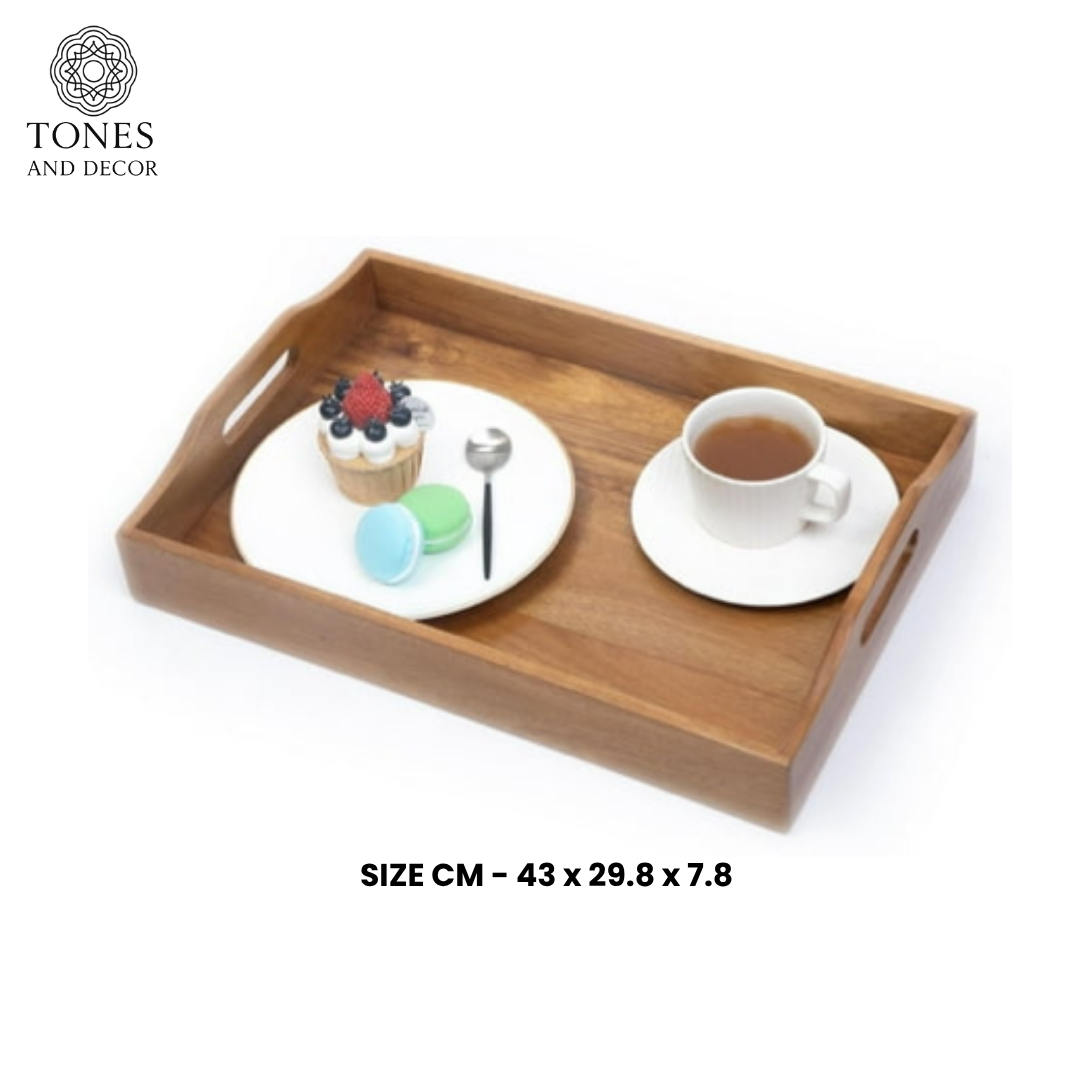 Premium Handcrafted Mango Wood Serving Tray with Curved Handles