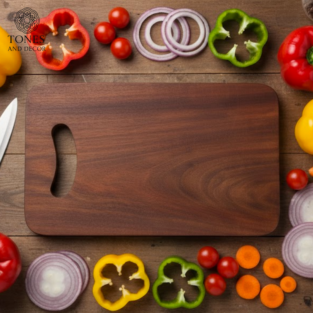 Premium Dark Wooden Chopping Board with Handle Cutout – 24 × 34 cm