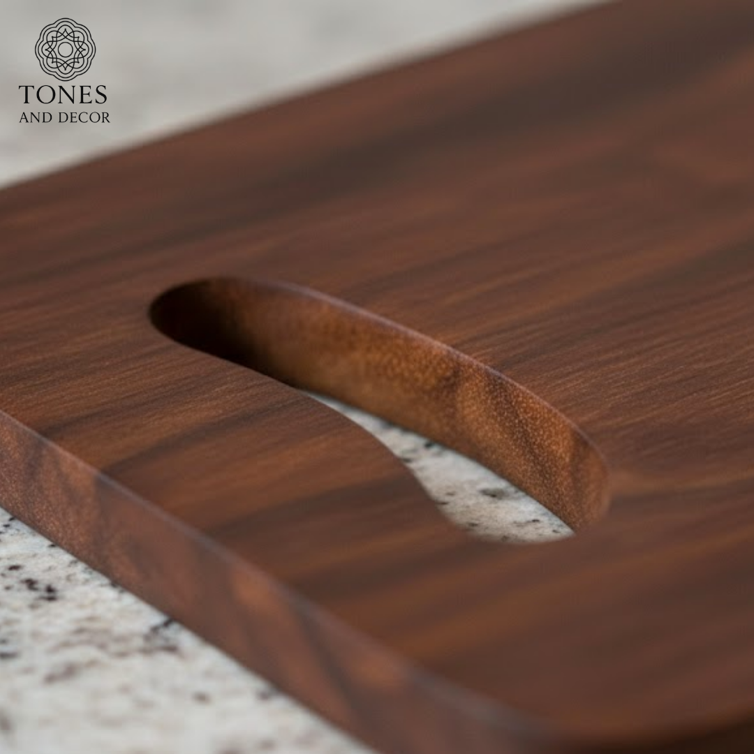 Premium Dark Wooden Chopping Board with Handle Cutout – 24 × 34 cm