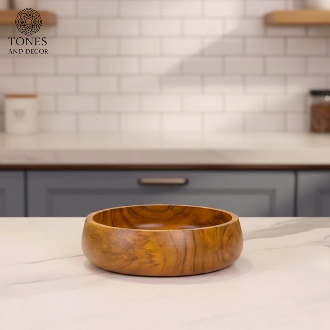 Handcrafted Sheesham Wood Serving Bowl – 8 Inch | 25oz Capacity | Food Safe Coating & Natural Finish