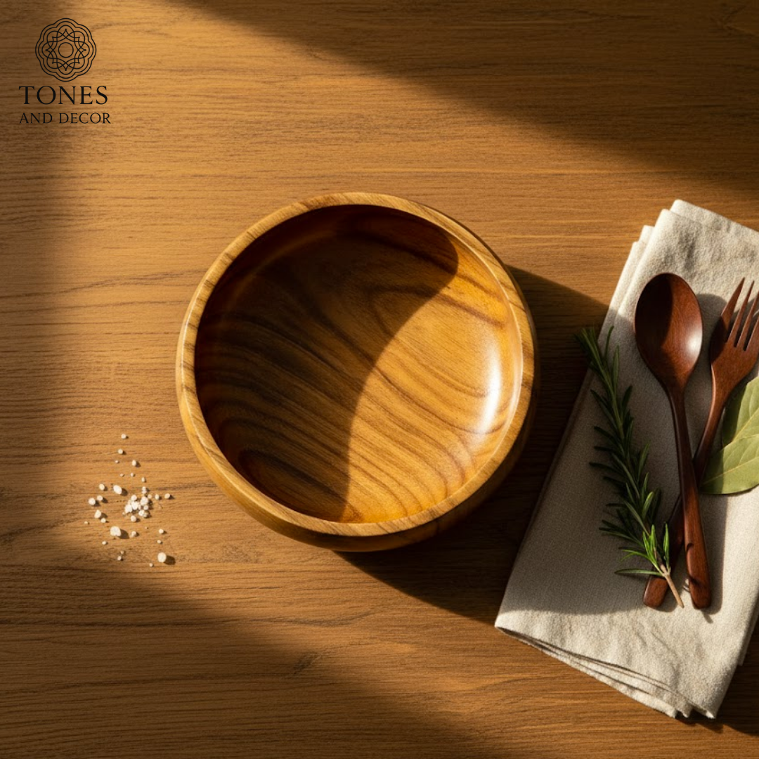 Handcrafted Sheesham Wood Serving Bowl – 8 Inch | 25oz Capacity | Food Safe Coating & Natural Finish