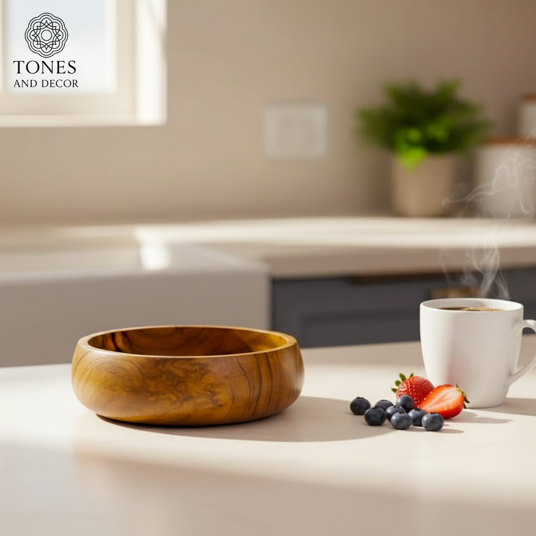 Handcrafted Sheesham Wood Serving Bowl – 8 Inch | 25oz Capacity | Food Safe Coating & Natural Finish