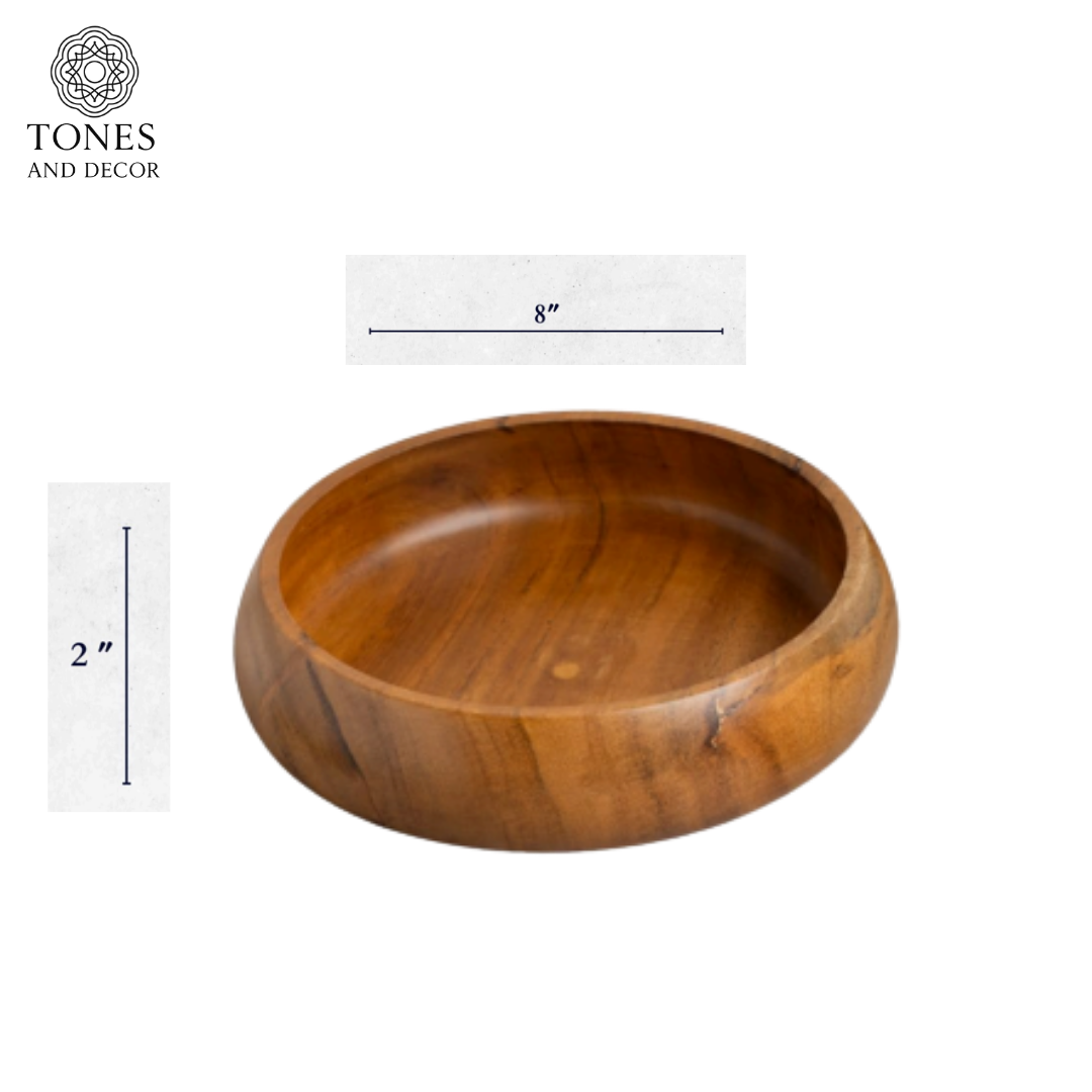 Handcrafted Sheesham Wood Serving Bowl – 8 Inch | 25oz Capacity | Food Safe Coating & Natural Finish