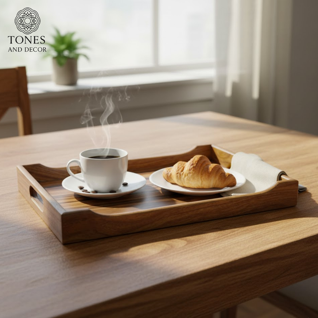 Premium Mango Wood Serving Tray with Natural Stripe Pattern