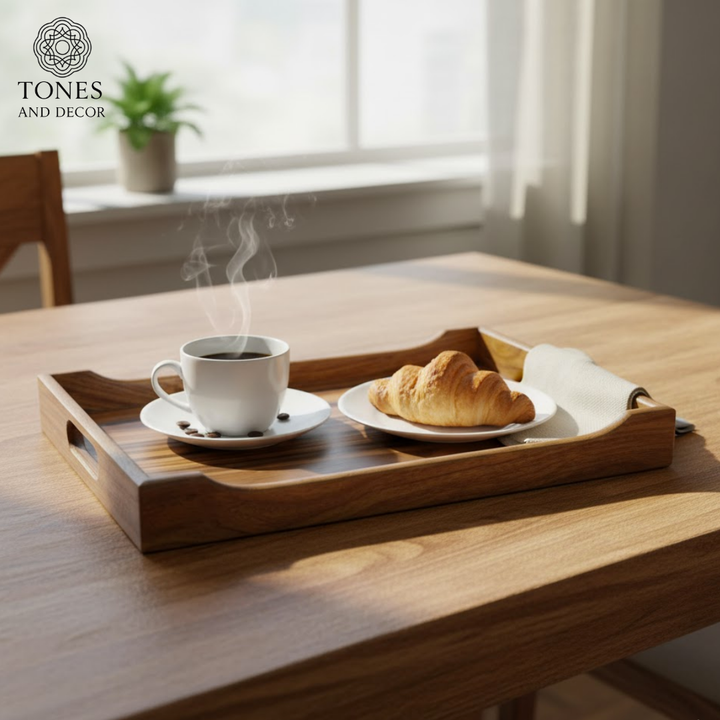 Premium Mango Wood Serving Tray with Natural Stripe Pattern