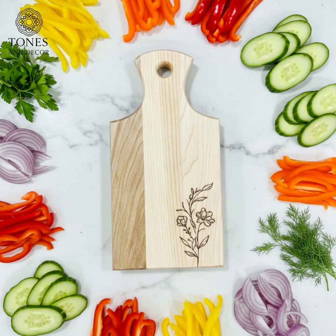 Floral Engraved Wooden Chopping