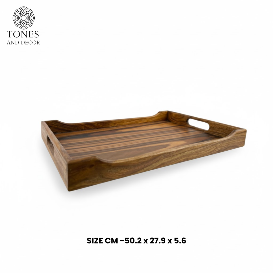 Premium Mango Wood Serving Tray with Natural Stripe Pattern