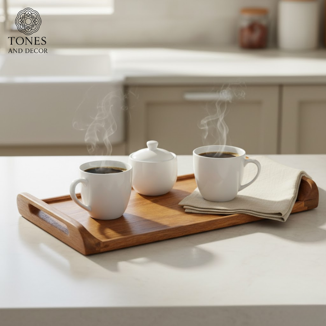 Classic Mango Wood Serving Tray with Handle Cutouts
