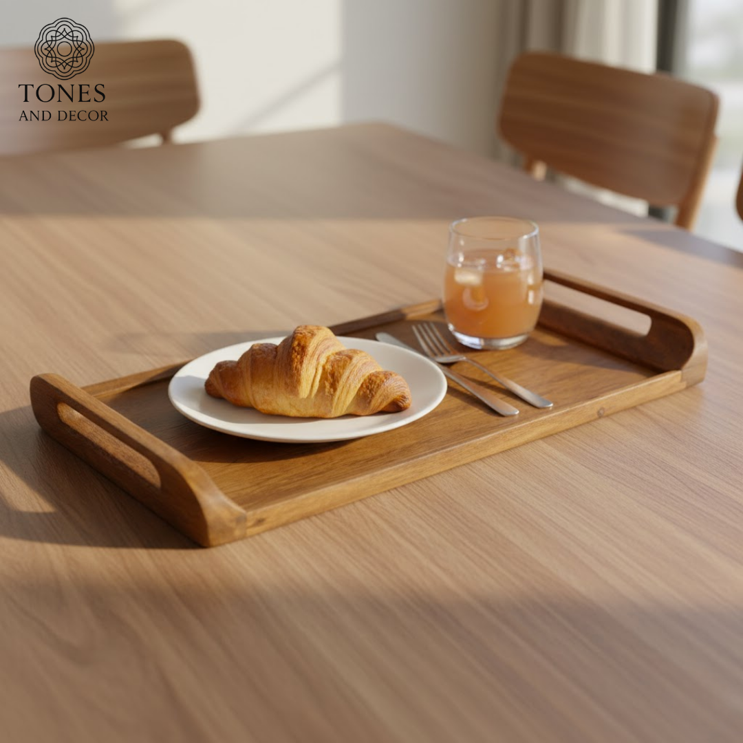 Classic Mango Wood Serving Tray with Handle Cutouts