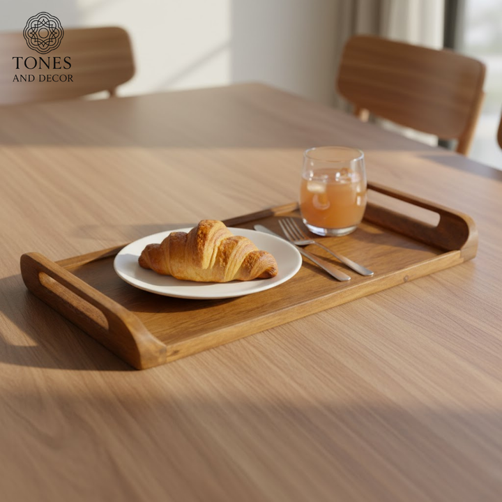 Classic Mango Wood Serving Tray with Handle Cutouts
