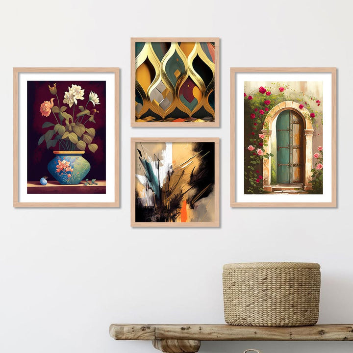 Classic Luxe Abstract & Floral Wall Painting