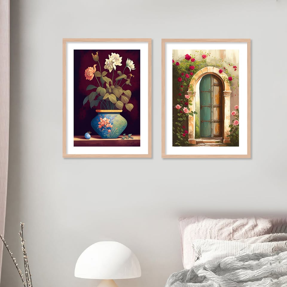 Classic Luxe Abstract & Floral Wall Painting