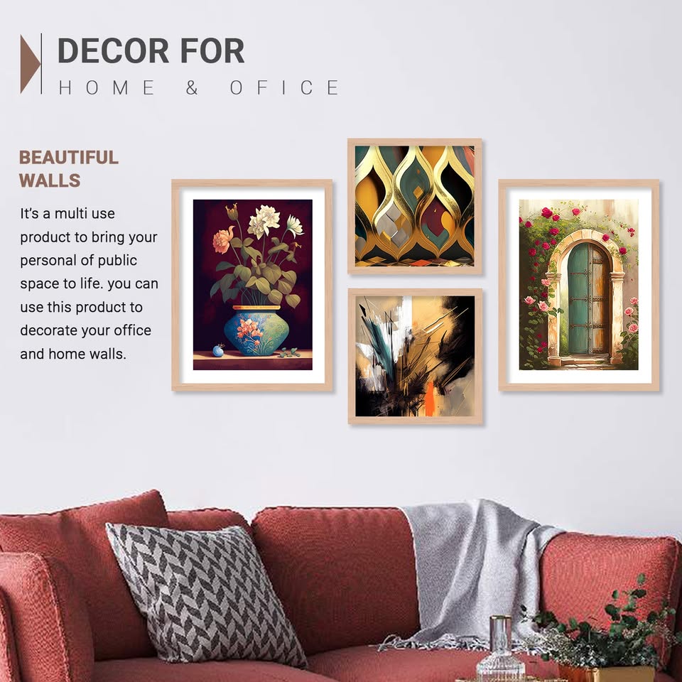 Classic Luxe Abstract & Floral Wall Painting