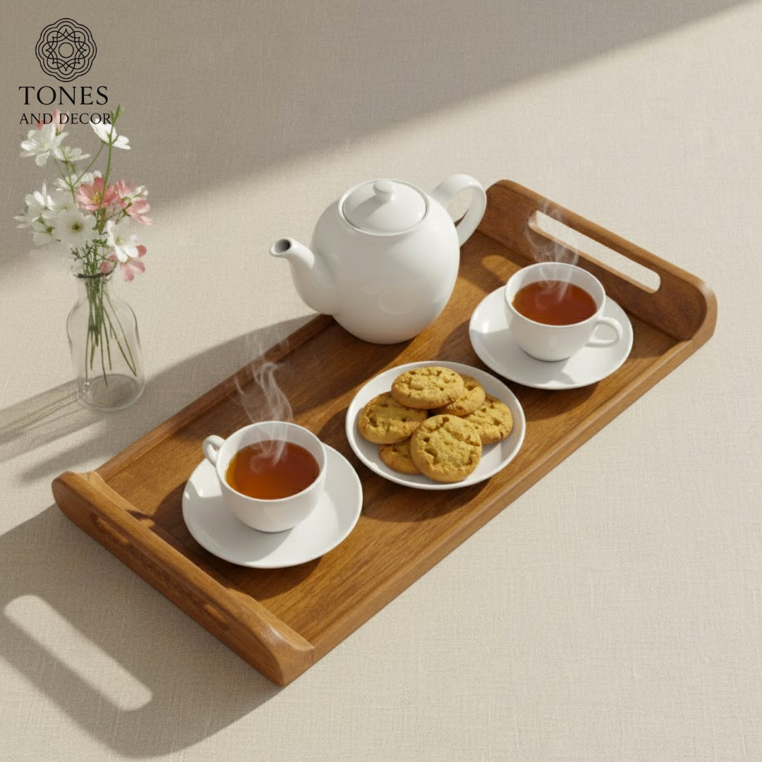 Classic Mango Wood Serving Tray with Handle Cutouts