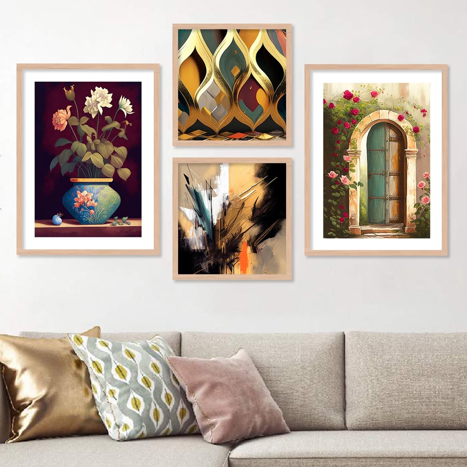 Classic Luxe Abstract & Floral Wall Painting