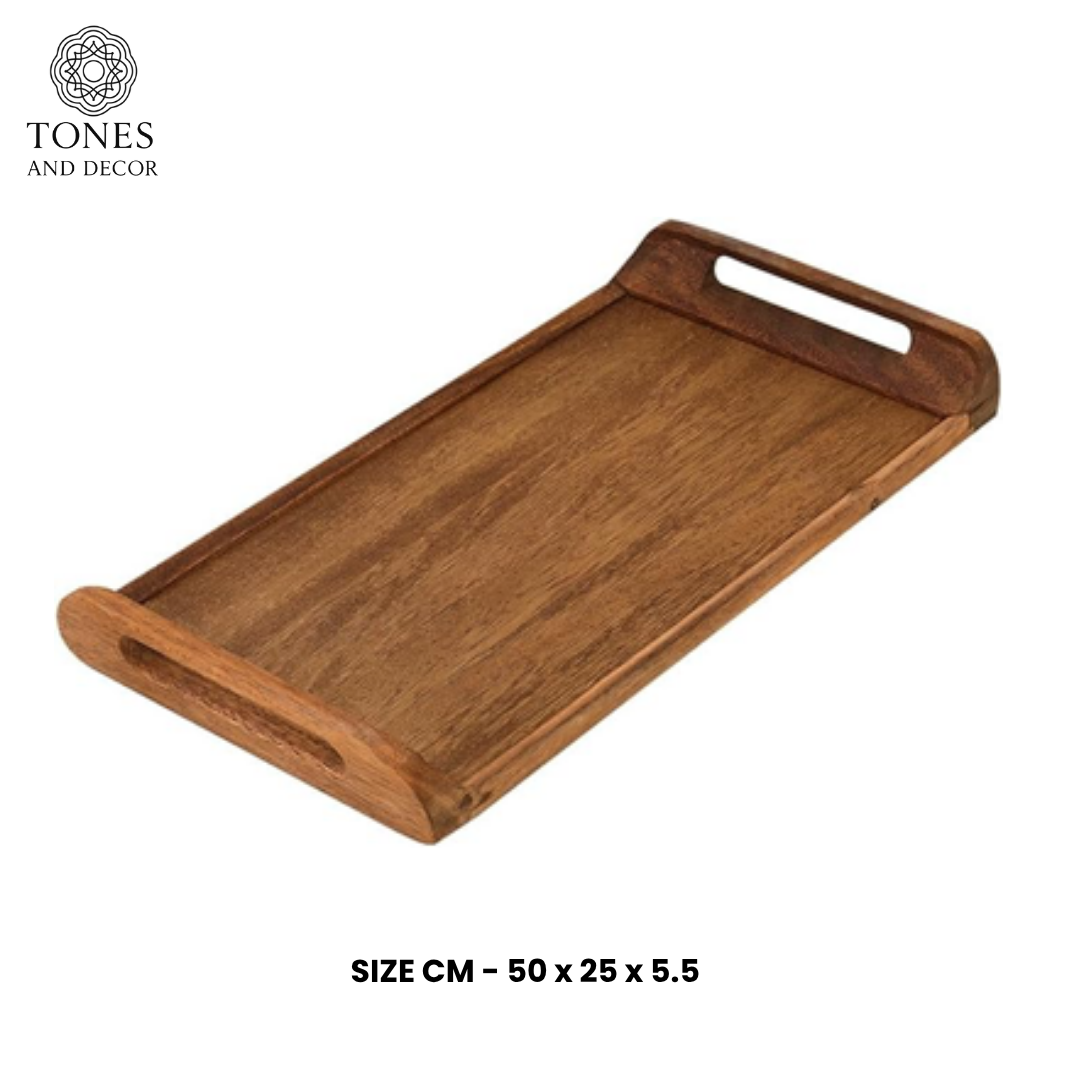 Classic Mango Wood Serving Tray with Handle Cutouts