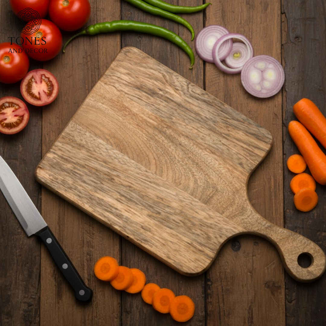 Handcrafted Paddle-Style Wooden Chopping & Serving Board – 35.5 × 20.32 cm