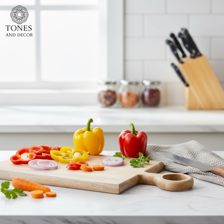 Handcrafted Large Wooden Chopping & Serving Board with Ring Handle – 50.8 × 30.48 cm