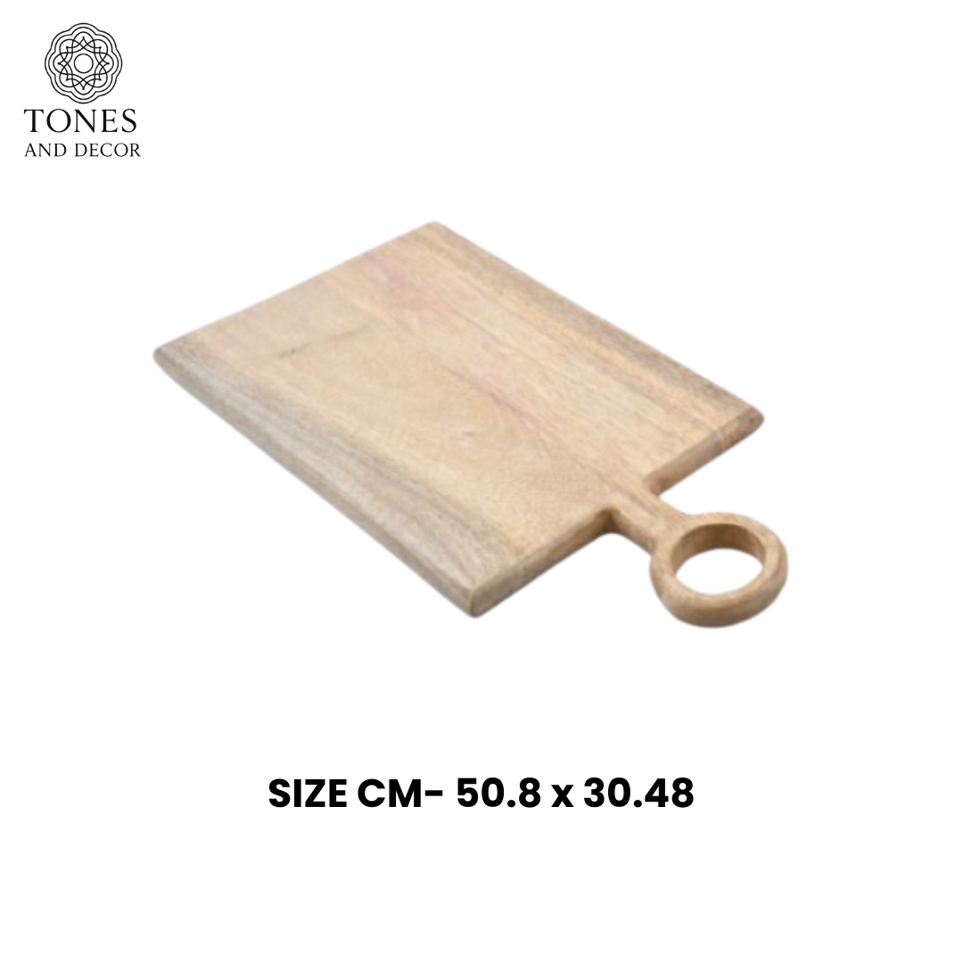Handcrafted Large Wooden Chopping & Serving Board with Ring Handle – 50.8 × 30.48 cm