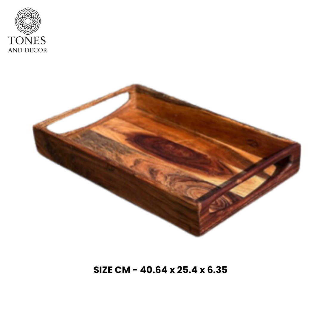 Handcrafted Mango Wood Serving Tray with Natural Dual-Tone Finish
