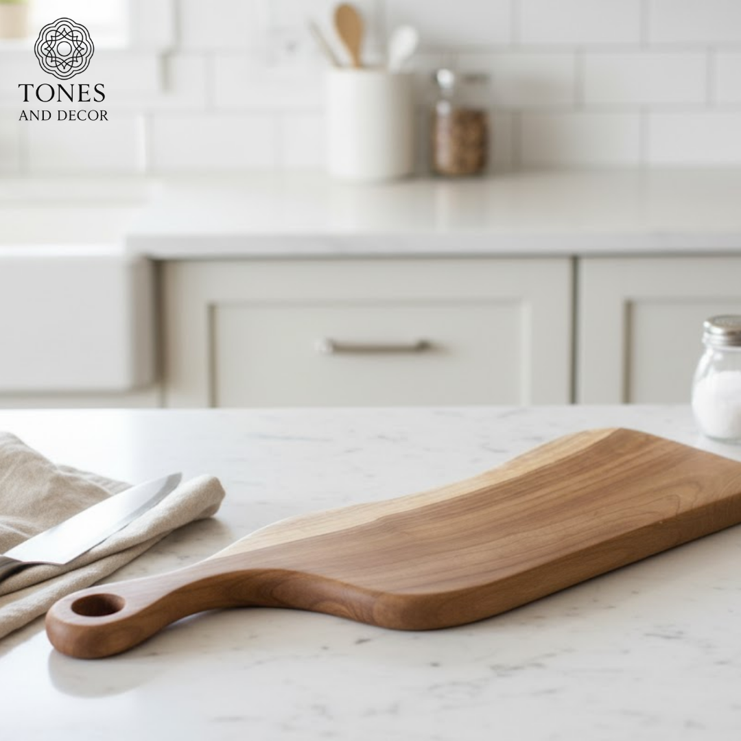Handcrafted Wave-Curve Wooden Chopping & Serving Board – 45.72 × 12.7 cm