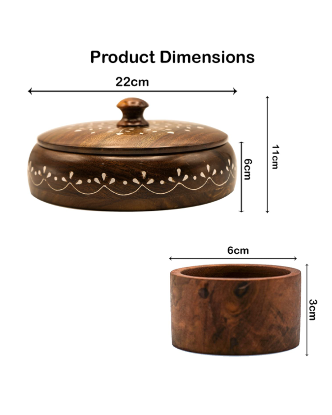 Round Wooden Spice Box with  Detachable Containers & Spoon
