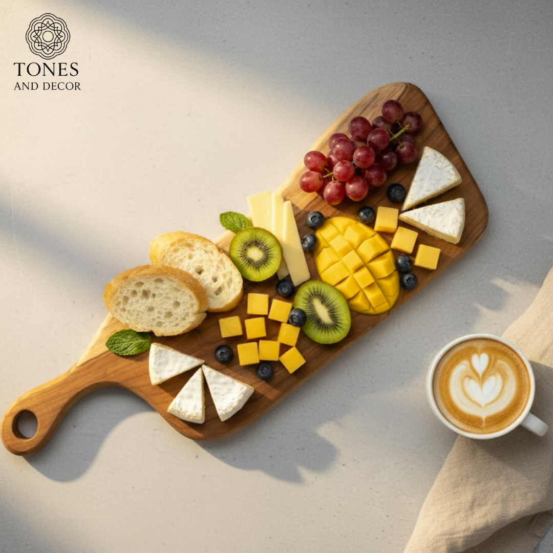 Handcrafted Wave-Curve Wooden Chopping & Serving Board – 45.72 × 12.7 cm