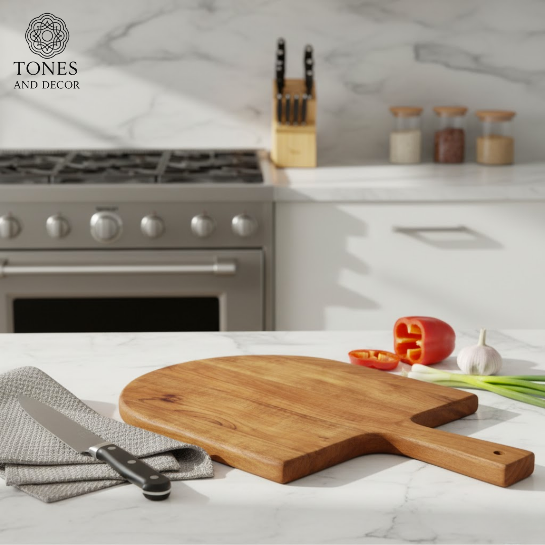 Handcrafted Wooden Pizza Peel & Chopping Board – 22 × 32 cm