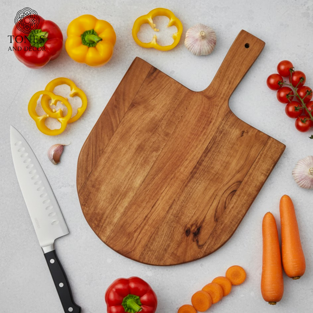 Handcrafted Wooden Pizza Peel & Chopping Board – 22 × 32 cm