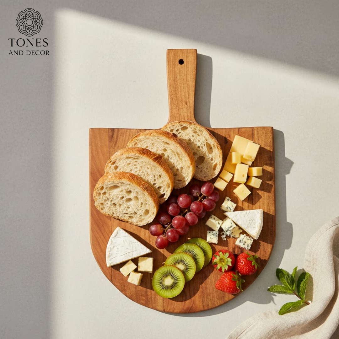 Handcrafted Wooden Pizza Peel & Chopping Board – 22 × 32 cm